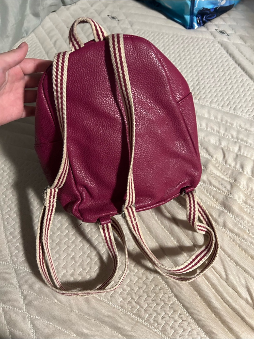 thirty-one Berry-Tone Pebbled Mini Backpack with Striped Straps